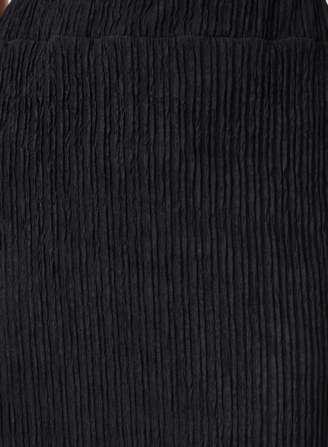 ستايلي تنورة ميدي نسائية سوداء سادة بنقوش - Image 3